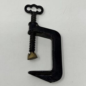 Antique C Clamp Early Cast Iron 2 1/2" opening with Skeleton Key Turn Handle